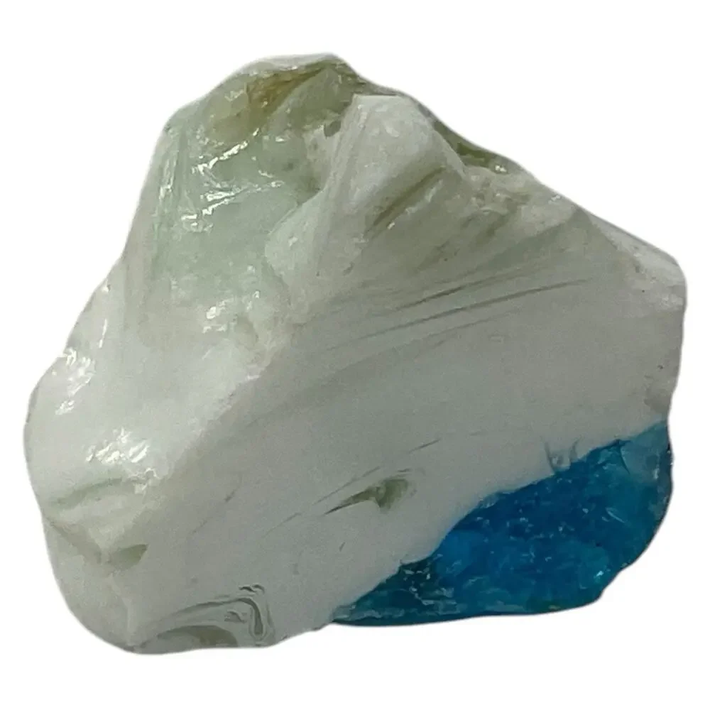 Milk Glass Satin Blue Tipped Art Glass Cullet Glowing Manganese Slag‎ #5GL141